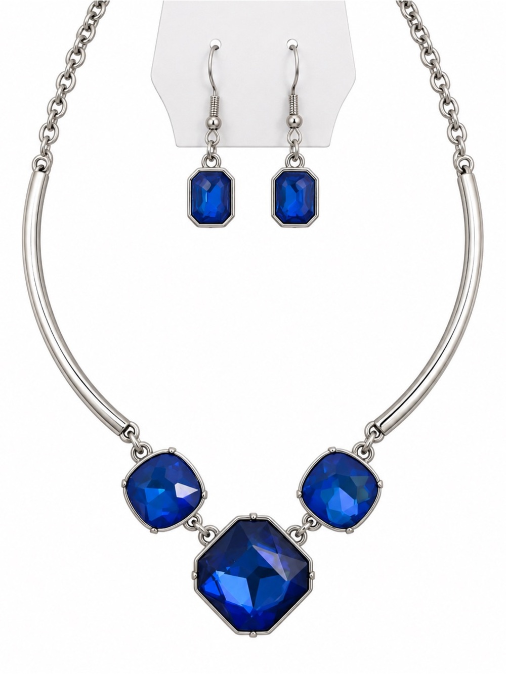 Blue Beauty Necklace and Earring Set with Deep Blue Stones